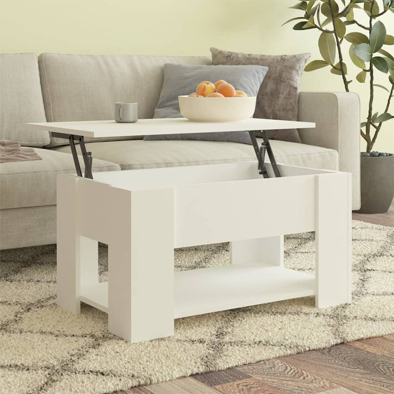Husnija Lift Top Four Leg Coffee Table with Storage, White