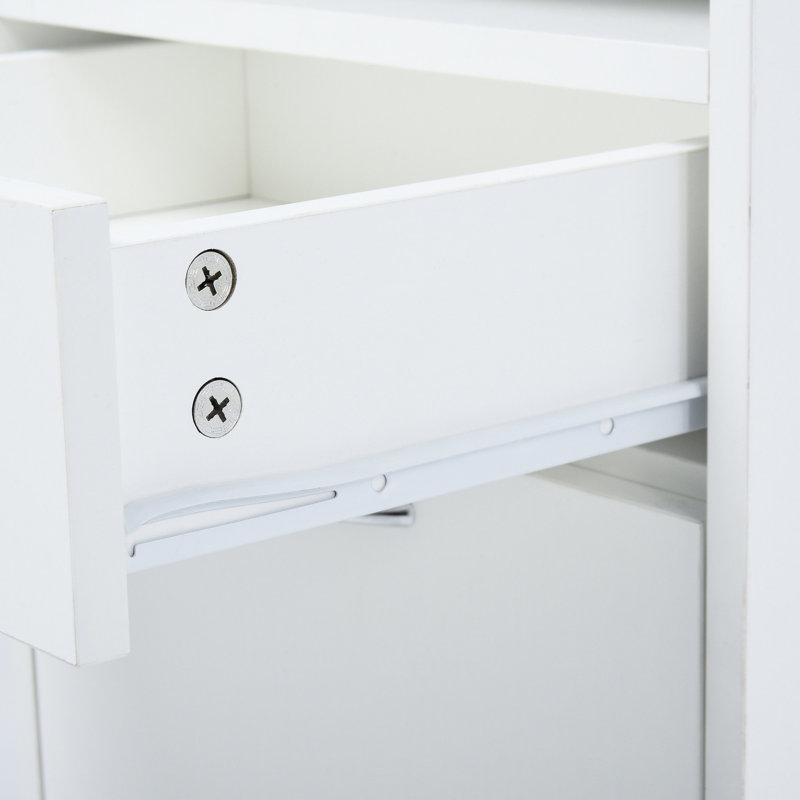 Armoire de rangement mobile blanche avec tiroir et armoire, fonctionnelle, se range facilement sous un bureau en blanc, polyvalente