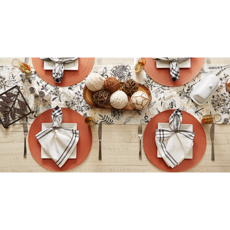 Orange Round Braided Polypropylene Placemats Set of 6