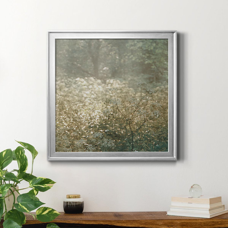 «Foret De Tenom», peinture sur toile encadrée, Cadre argenté, H 17,5 po x l 17,5 po x P 1,5 po