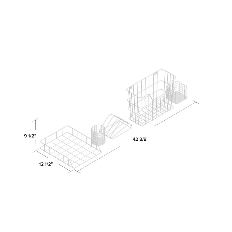 Wire Metal 5 in 1 Desk Organizer Set, Black