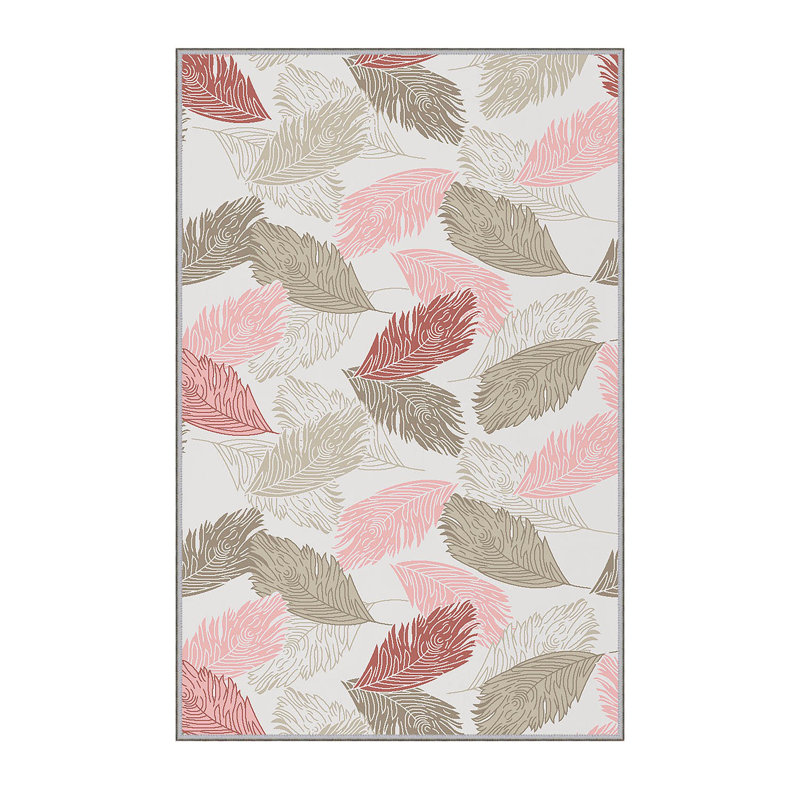 Tapis brun / rose en polyester tissé à la machine Bevers, Rectangle 3 pi 11 po x 5 pi 11 po