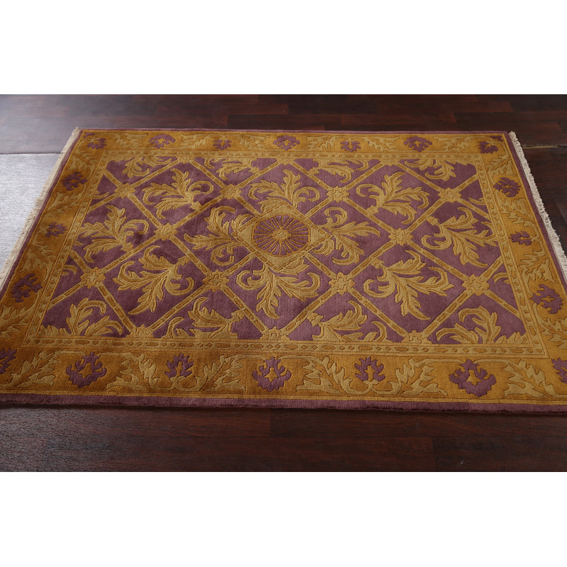 Tapis géométrique en laine népalais noué à la main 4 x 6