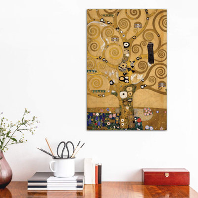 Tree Of Life Detail Of The Left Hand Side, C.1905-09 by Gustav Klimt - Wrapped Canvas Painting