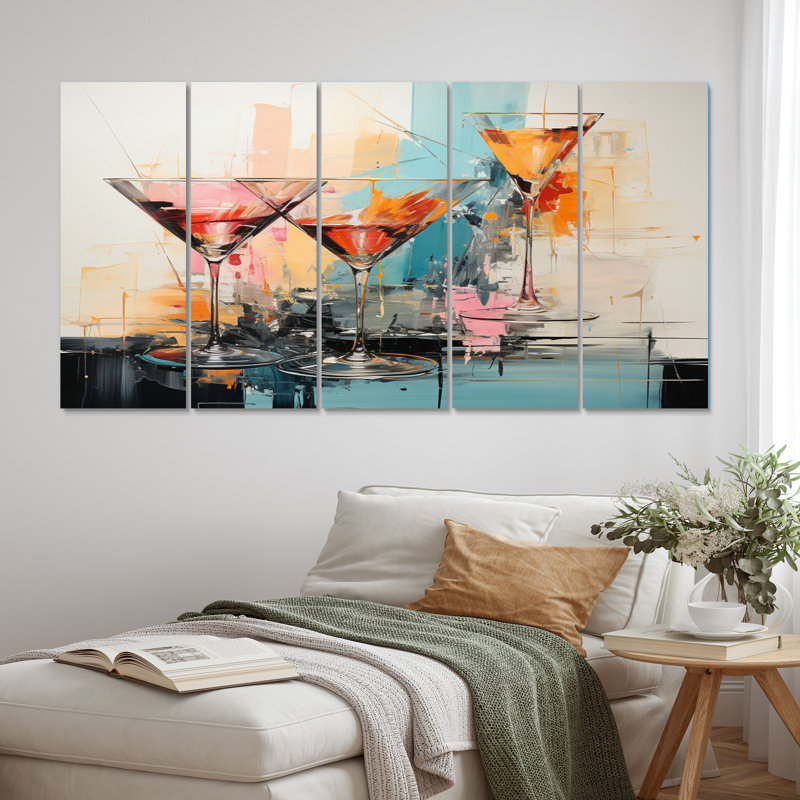 Liquor Représentation, acrylique multicolore I sur toile, 5 pièces
