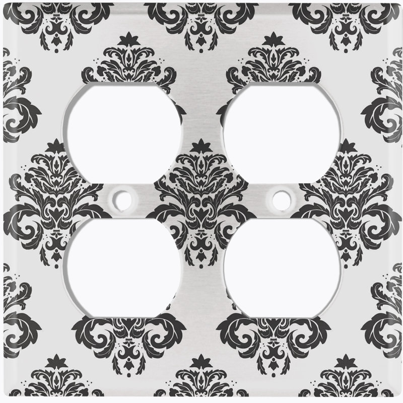 Plaque murale à 2 prises Damask, Gris clair