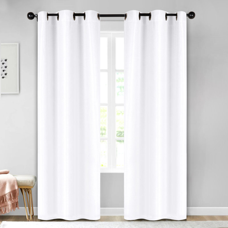 Polyester Thermal Insulated Room Darkening Curtain Panels, 42" W x 108" L, Snow White
