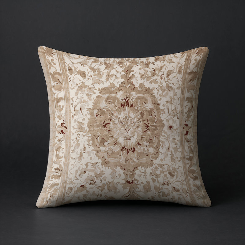 Coussin décoratif intérieur et extérieur Modern, Gris damassé 1, Carré 20 po