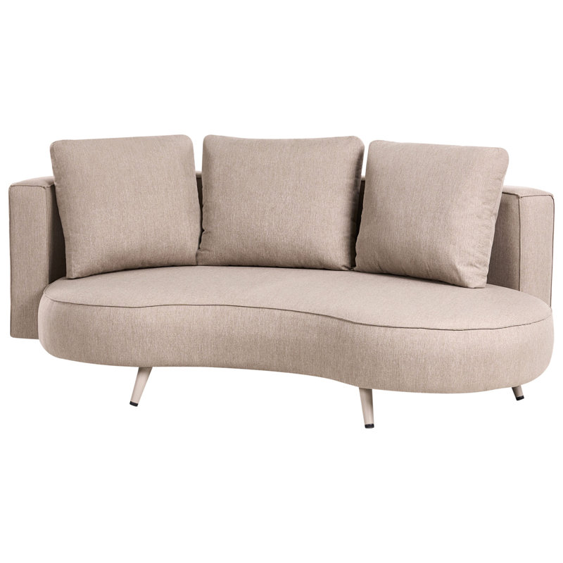 Delynda 210 cm W Curved Metal Patio Corner Sofa with Cushions, Right Hand Facing