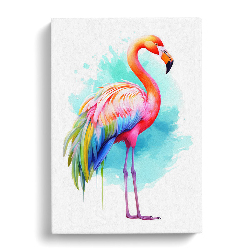 Flamingo Line No.4 - Wrapped Canvas, 60cm H x 40cm W x 3cm D