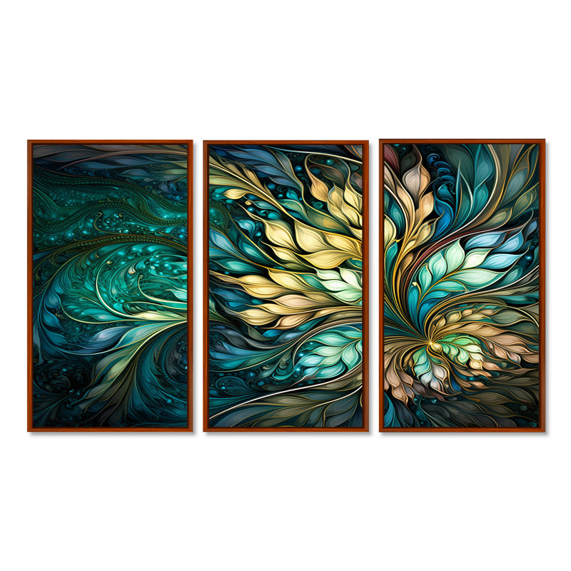 Essen - ensemble de reproductions d'art mural botaniques, Cadre flottant brun, H 32 po x l 48 po x P 1 po