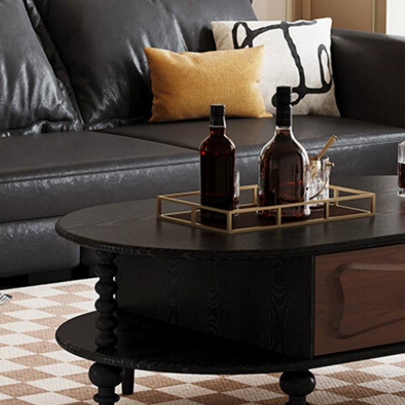 Retro high-end design solid wood coffee table, Black