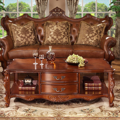 Nut-brown Solid+ Manufactured Wood Rectangular Coffee Table