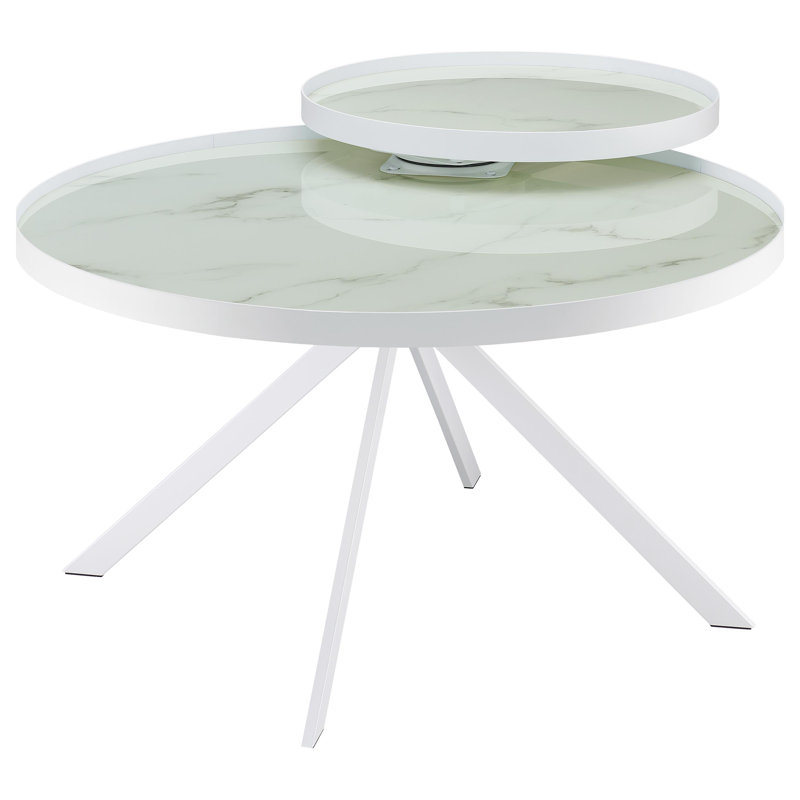 Ensemble de table basse et de bout ronde Biggs, Blanc, 3 pièces: 2 tables de bout, table basse