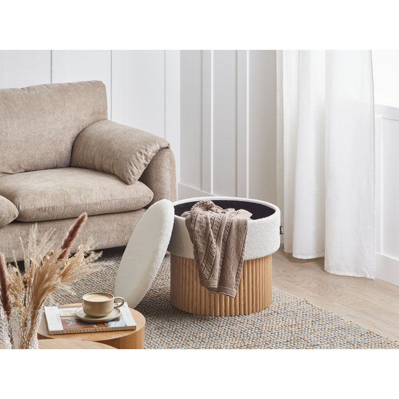 50cm Wide Round Solid Colour Pouffe Ottoman with Storage