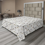 Forest Flat Sheet Earthy Colours Deer Trees Art Brown Eggshell and Pale Grey