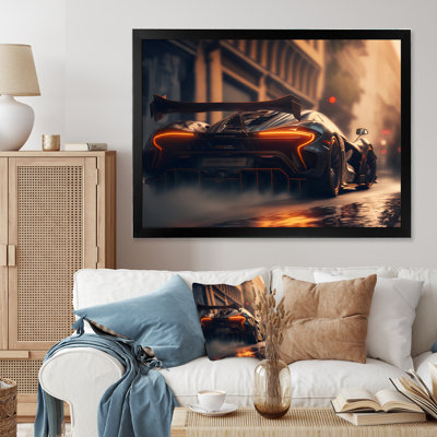 Black McClaren Sports Car Racing In Italian Street Black McClaren Sports Car Racing In Italian Street II - Print on Canvas
