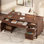Bureau 60 po en bois avec tiroirs classeurs, bureau de direction avec armoire réglable