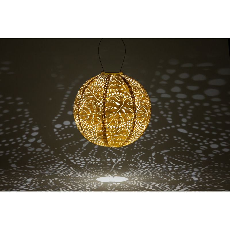 Stella Monstera 12" Globe Solar Lantern - Marigold, Yellow