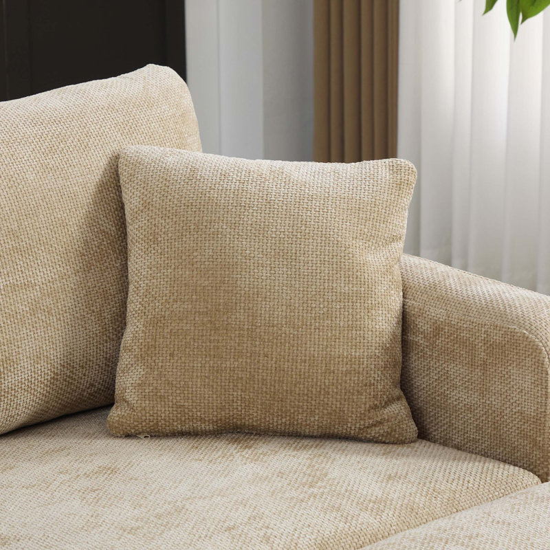 Canapé en chenille double avec repose-pieds et coussins lombaires Chenille