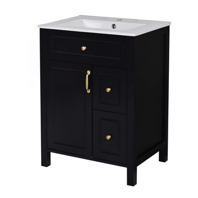 Meuble-lavabo de rangement avec lavabo en céramique