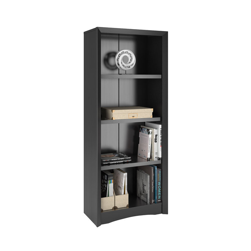 Santorella 24" W Manufactured Wood Standard Bookcase, (4 Shelves) 59"H x 24"W x 13"D, Black