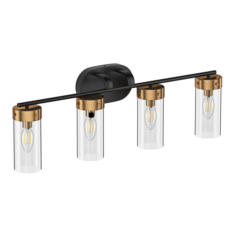 Luminaire de salle de bain moderne à abat-jour en verre transparent Fulghum 4-E12