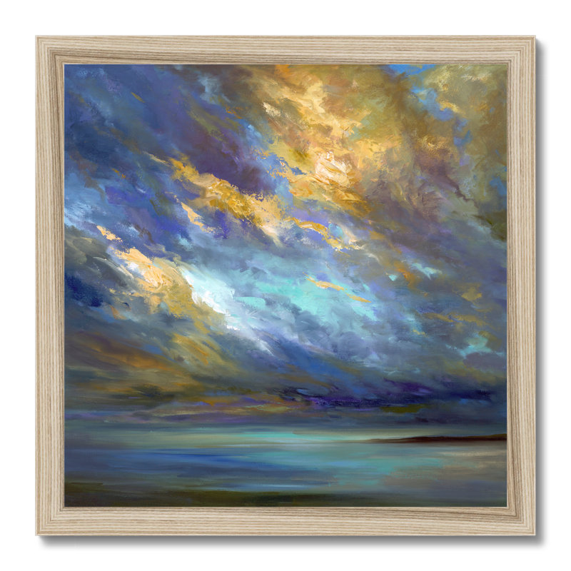 Coastal Clouds #30 by Sheila Finch - Painting, 34cm H x 34cm W x 2.3cm D, Natural Wood Framed Paper Print