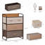 Commode 4 tiroirs en tissu, rangement à 3 niveaux avec structure en acier et plateau en bois, érable