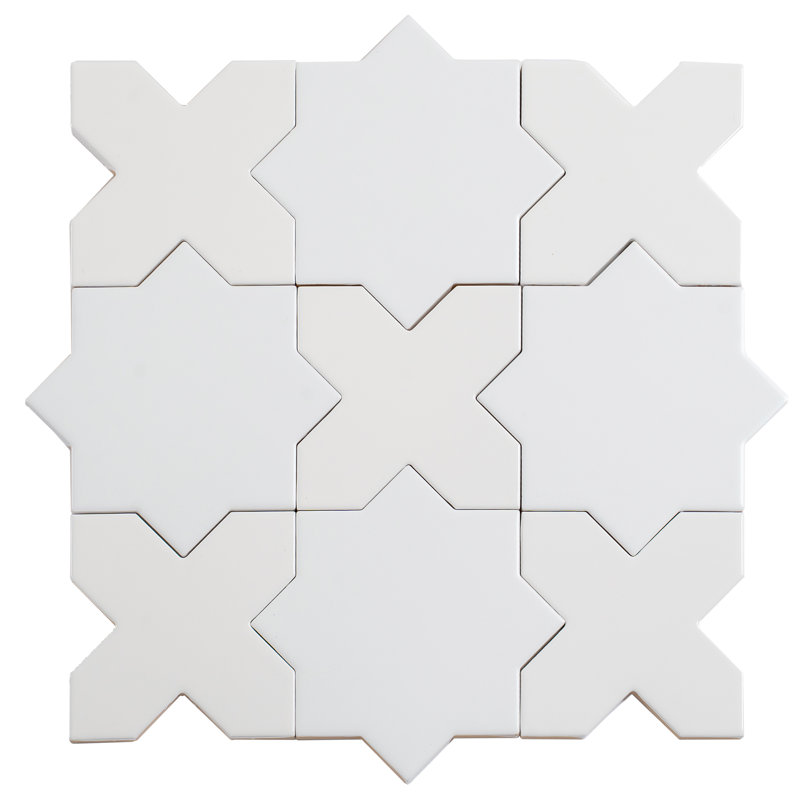 Siena Pearl White 5 in. Star with Cross Glossy Ceramic Wall and Floor Tile (10.76 sq ft/case) , Polished, Pearl White