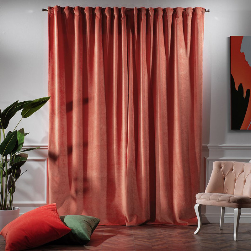 Blackout Single Curtain Panel, 130cm Width x 245cm Drop, Salmon