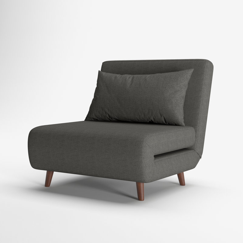 Jacquelyn 32" Wide Convertible Chair, Charcoal Gray Polyester Blend, 39.4"