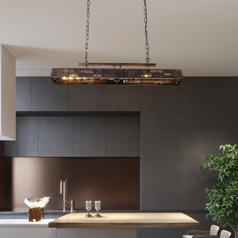 Luminaire suspendu rustique en métal (2 têtes)