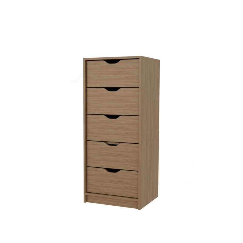 Commode à 5 tiroirs en chêne naturel pour chambre de bébé et chambre de bébé - Rangement moderne peu encombrant, Naturel