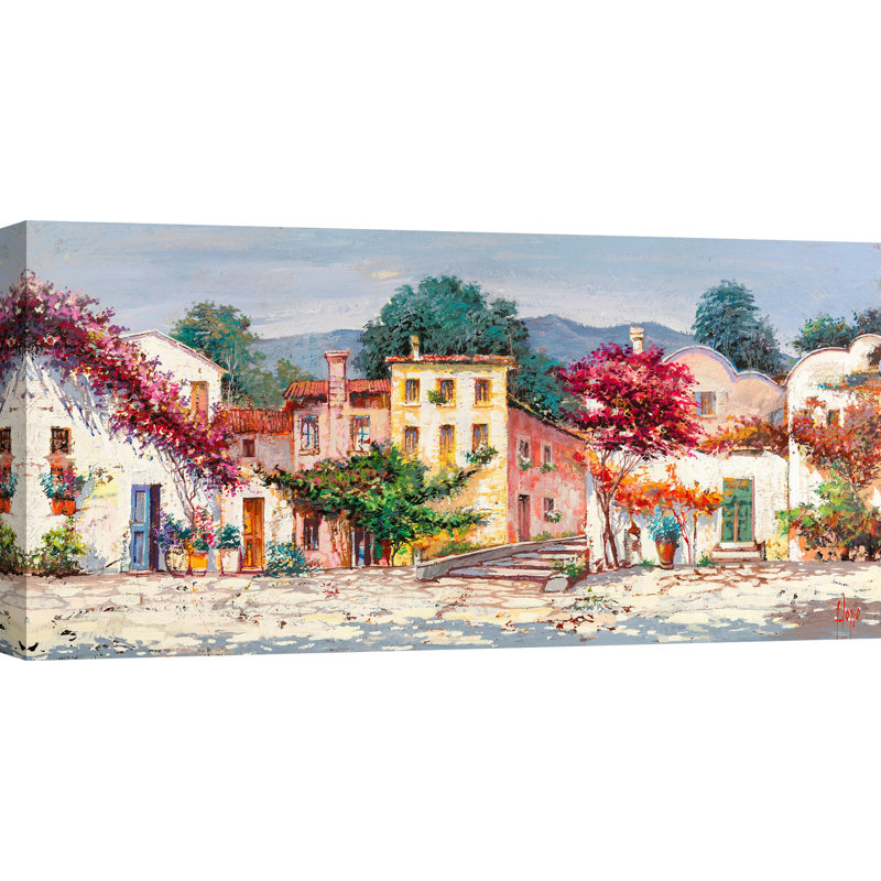 Mediterranean Country by Luigi Florio - Wrapped Canvas Painting, 50cm H x 100cm W x 4cm D