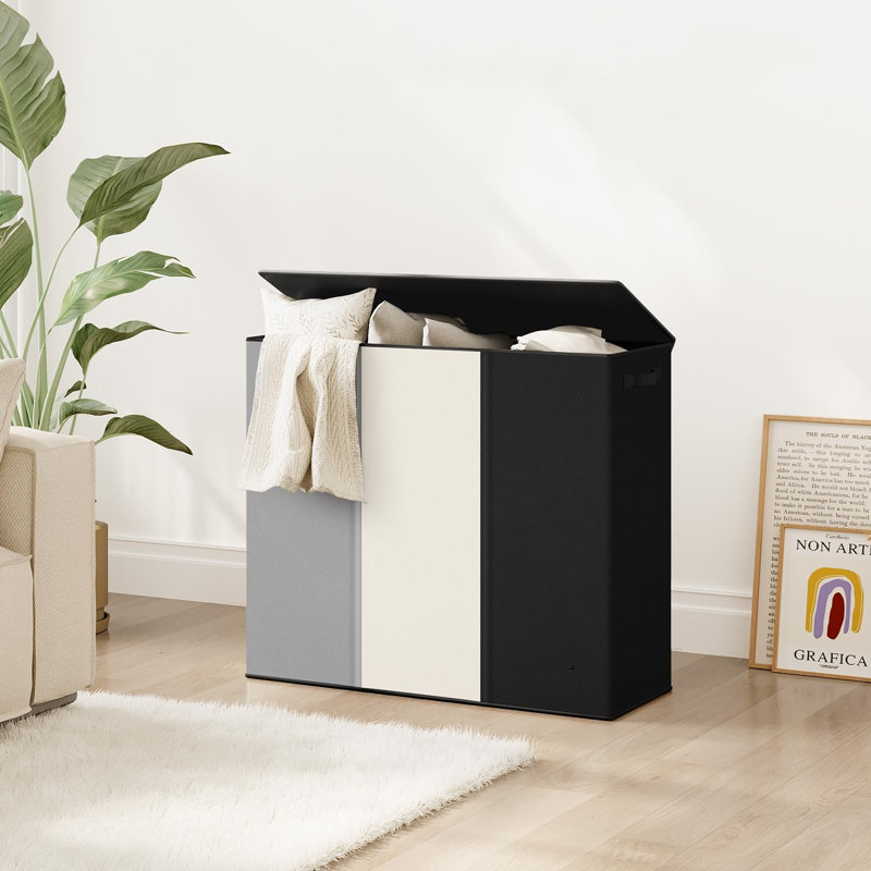 180L Triple-Bag Laundry Hamper With Lid, Extra-Large Clothes Basket With Strong Handles, Bedroom Or Laundry Room Organizer