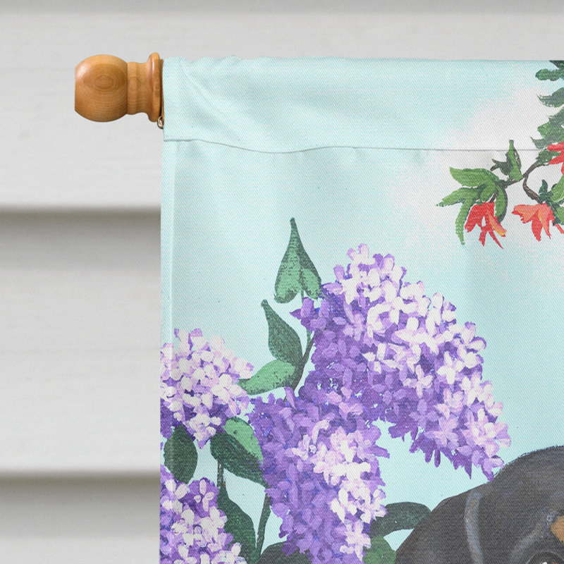 Drapeau de maison Hvidovre Sheltie Halloween en polyester à 2 faces 3 x 2 pi, Teckel avec fleurs