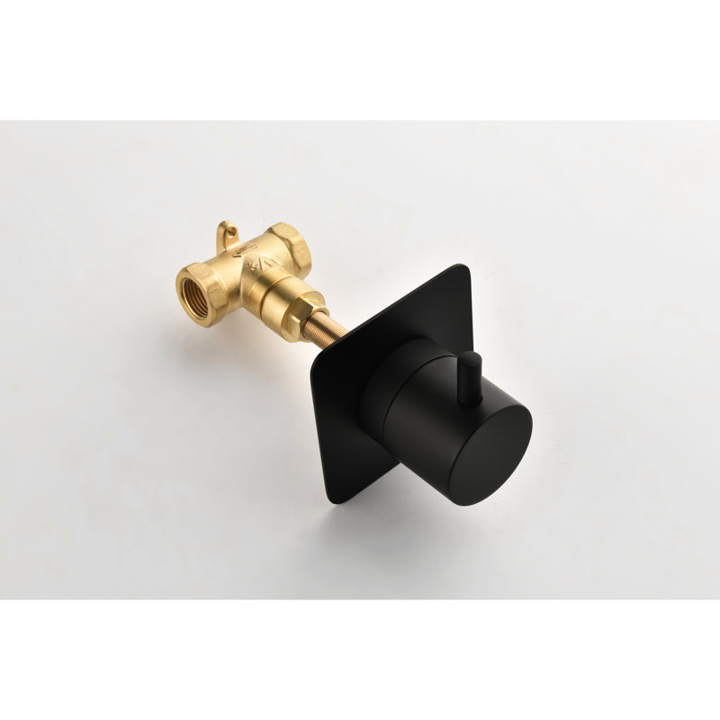 3/4" Cast Metal Volume Control Shower Valve, Extra High Flow, Adjustable Brass Handle, Matte Black, And Precise Flow Black With Construction, Volume, Temperature Regulation