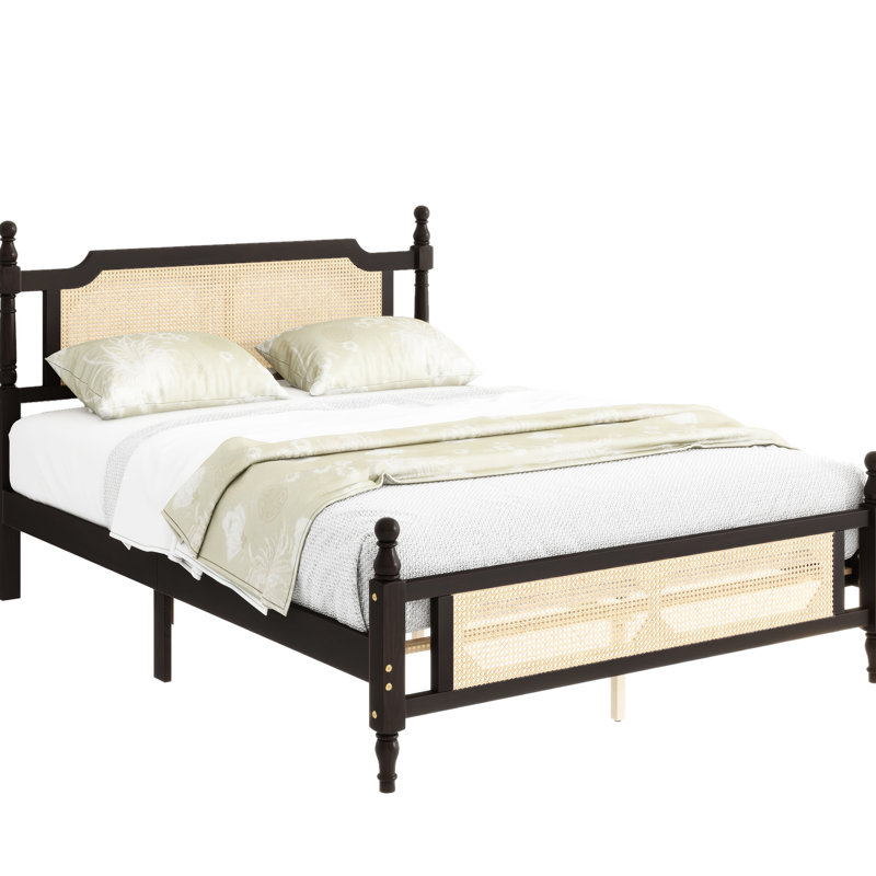 Headboard And Queen Bed, Solid Pine Wood Structure, Stable Platform -Colored Bed With - , Construction, Support