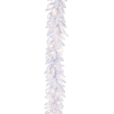 Festive 6 Foot by 12 Inch Prelit PVC Tips Garland with Warm White LED Lights