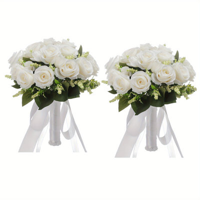 2 pièces bouquet de mariage rose bouquet de demoiselles d'honneur bouquet de mariée bouquet de soie rayonne bouquet de roses royales fournitures de décoration de mariage