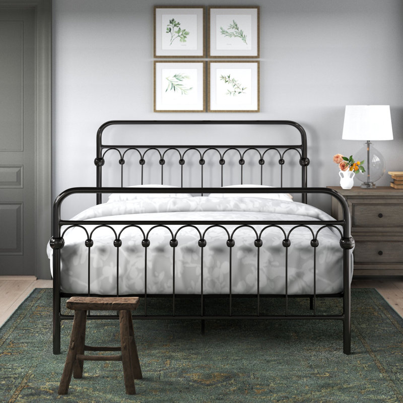 Eyres Metal Slat Bed, Black, Full