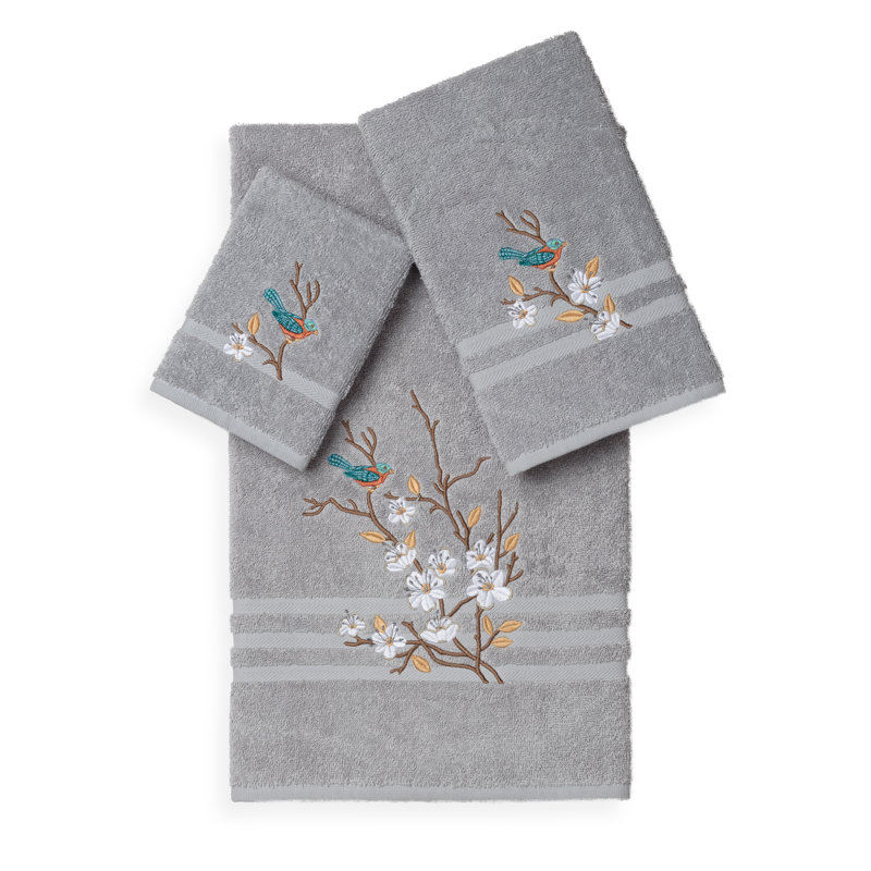 Spring Time 3 Piece Towel Set, Light Gray