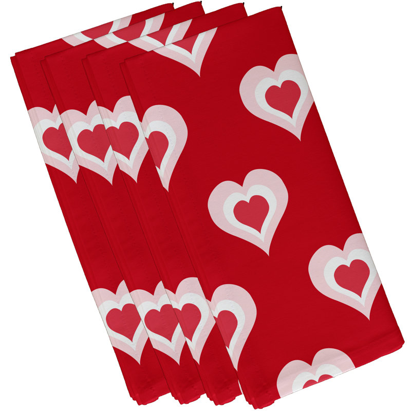 Serviette Saint-Valentin, L 18 po x L 18 po, Rouge