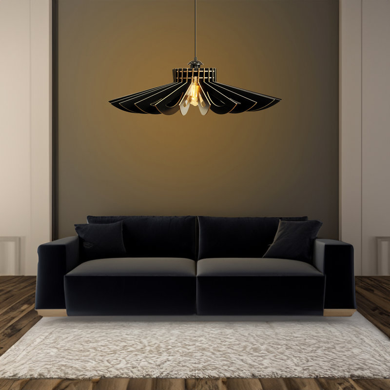 Lustre 2 lumières Johnnathon, H 6,3 po x l 26,8 po x P 26,8 po, Noir