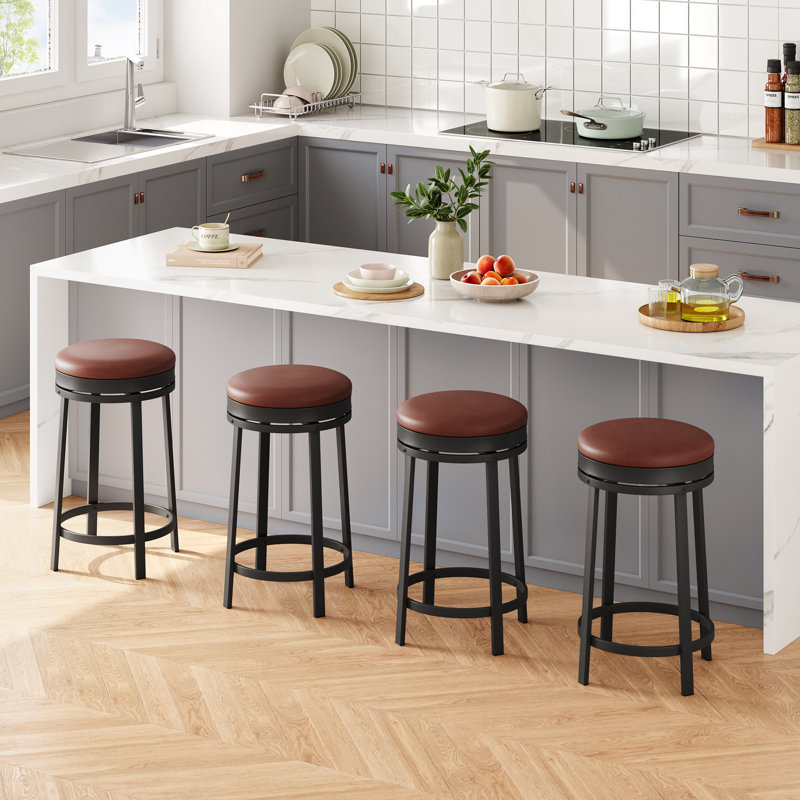 Swivel Bar Stool, 4, Brown, Counter Stool (24” Seat Height)