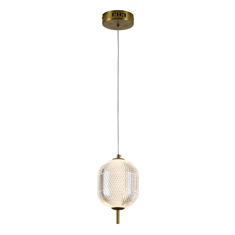 1-Light Brass Dimmable LED Single Pendant With A Clear PC Shade