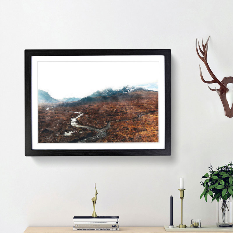 View of the Isle of Skye in Scotland - Picture Frame Painting Print, 62cm H x 87cm W x 2cm D, Black Framed