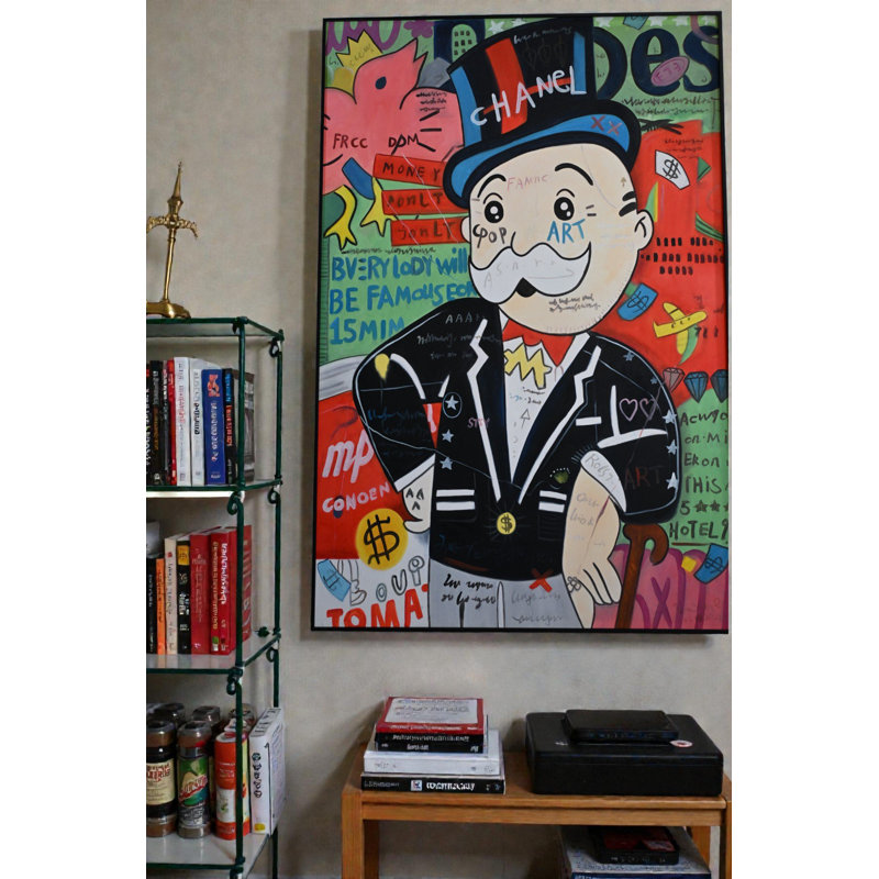 «Rich Uncle Pop Art», peinture sur toile encadrée Street Art 61 po x 41 po