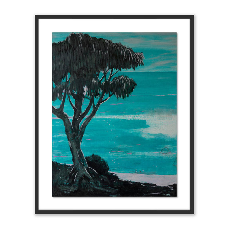 Tree Watching The Sea Print by Peter De Boer, 40" H x 32" W x 2.5" D, Black